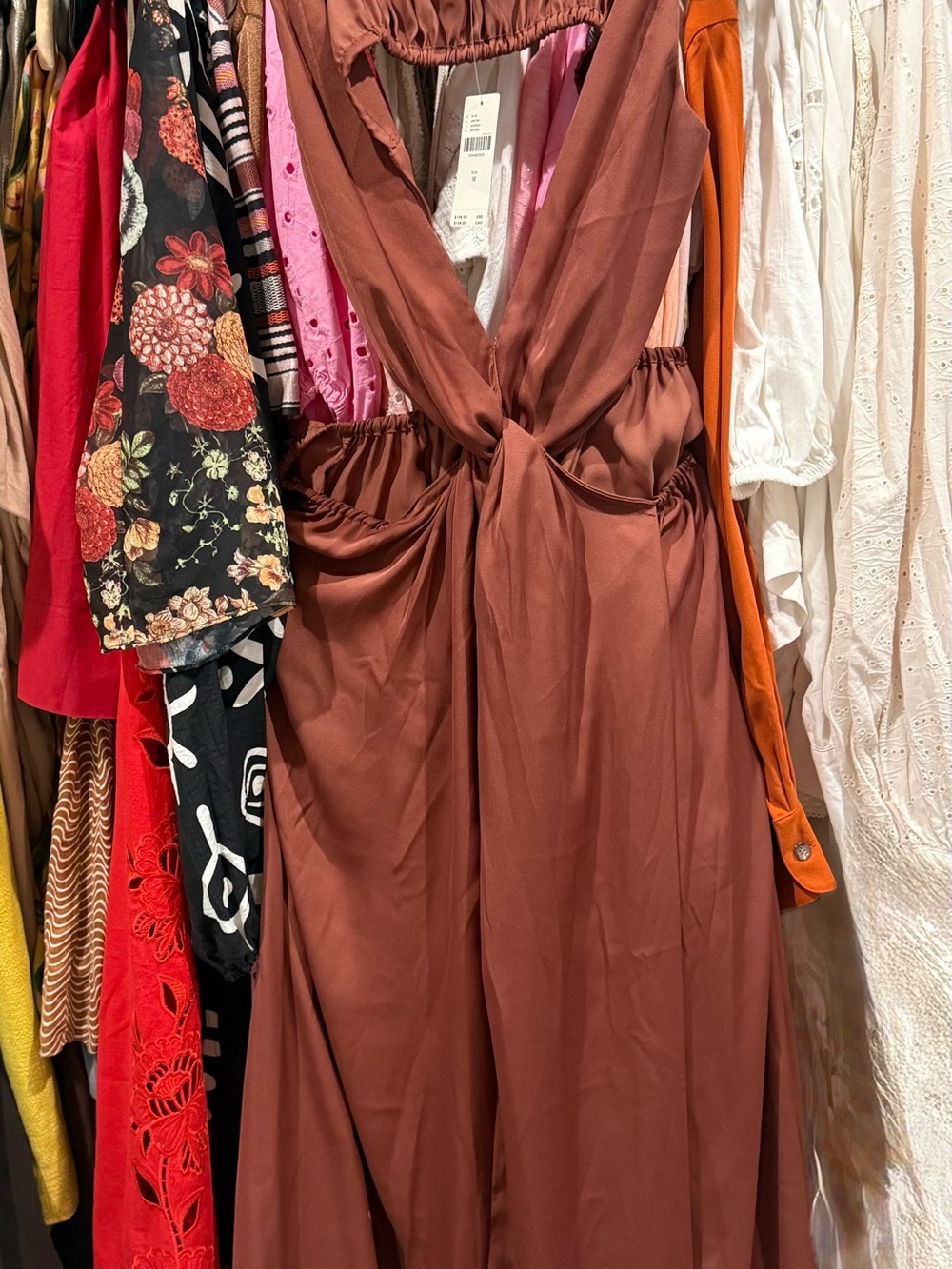 NWT Celandine V-Neck Twist-Front Satin Midi Dress - Picture 4 of 9